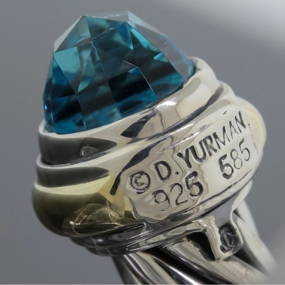 David Yurman Blue Topaz 7mm Cable Classics Bangle Bracelet - Picture 4 of 5